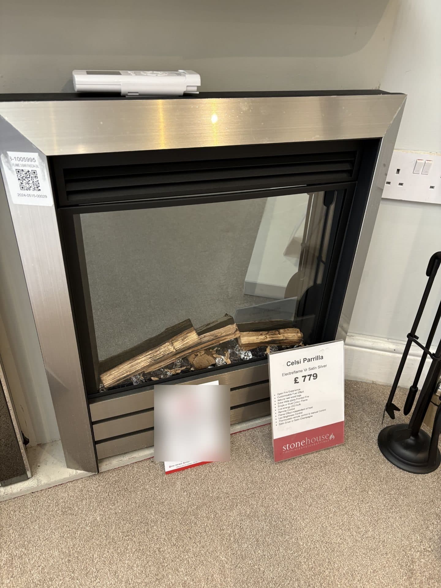 Celsi Parrilla Electriflame VR Electric Fire - Satin Silver