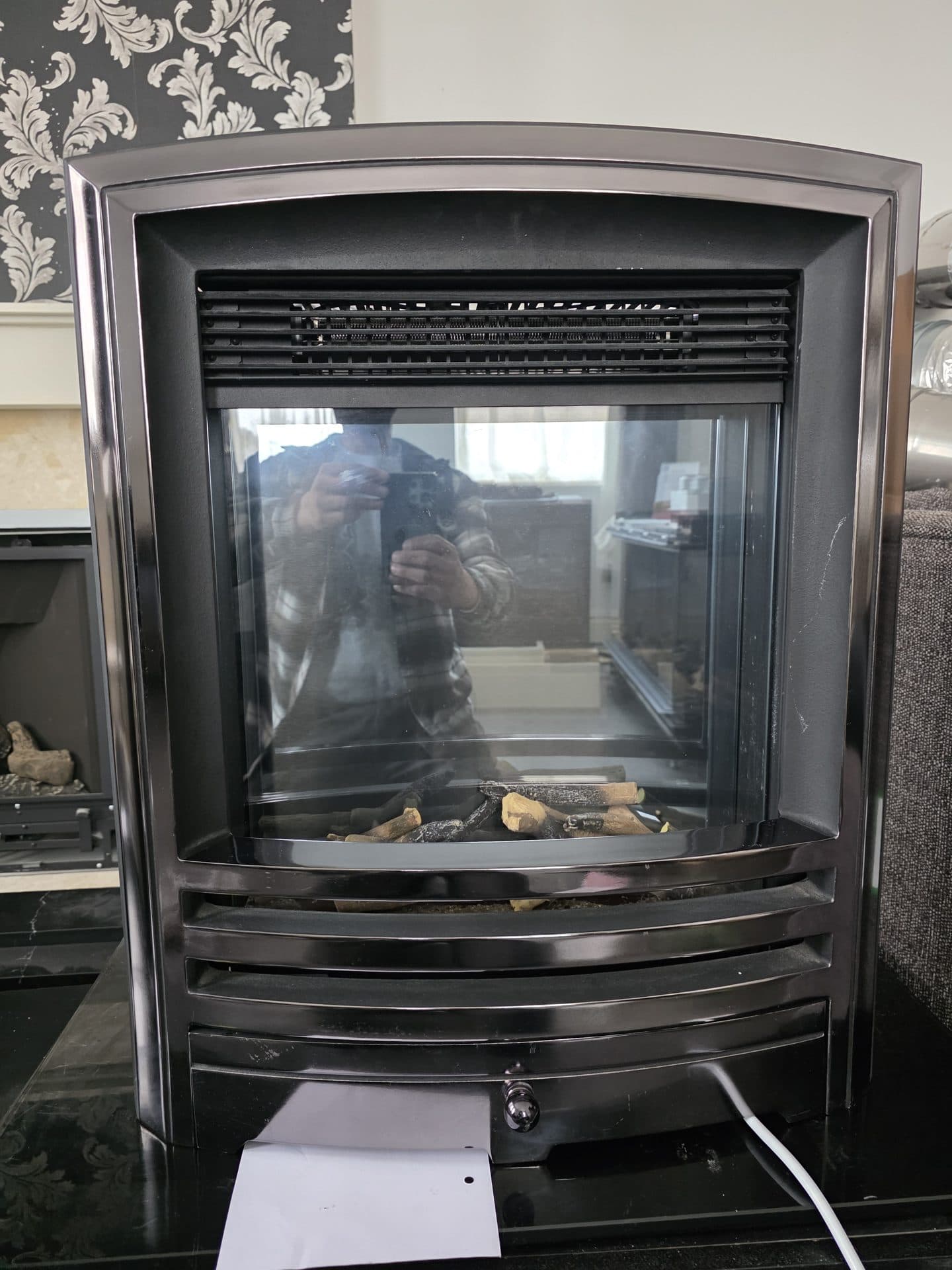 Arched inset electric fire - Black Nickel (cast-style front, brand TBC)